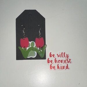 Red and Green Tulip Earrings